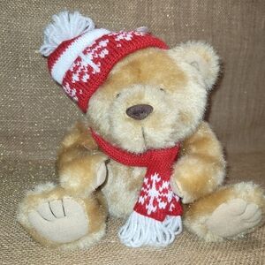 American Greetings‎ Christmas Plush Bear Winter Hat & Scarf Magnetic Card Holder